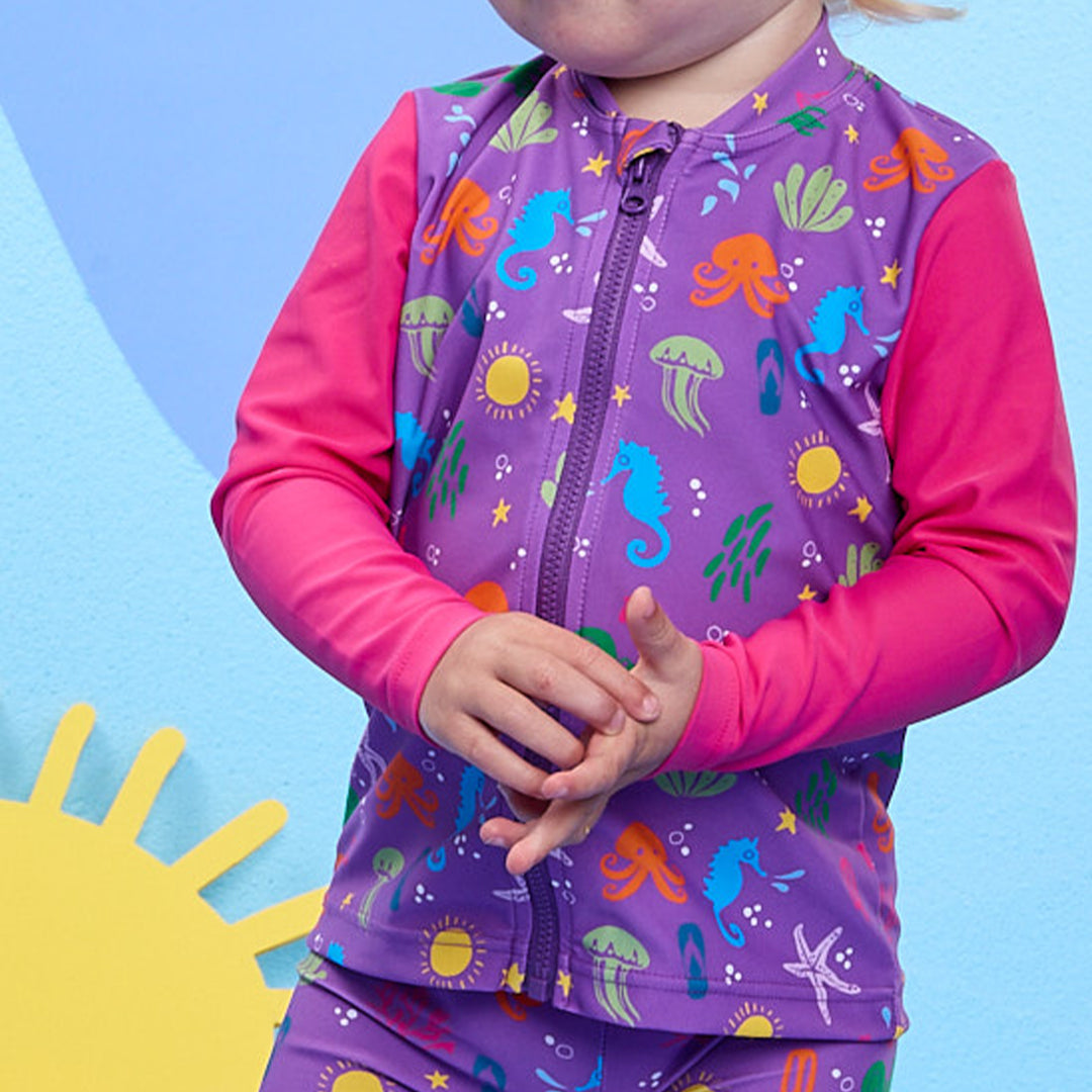 Periwinkle Wave Zip Up Rashie