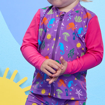 Periwinkle Wave Zip Up Rashie