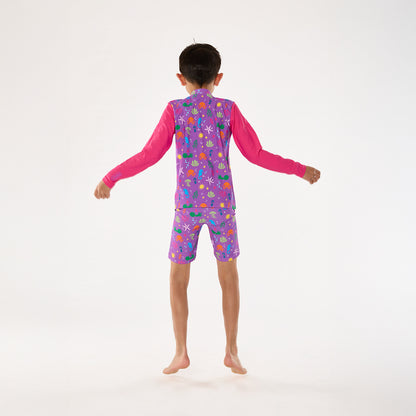 Periwinkle Wave Zip Up Rashie