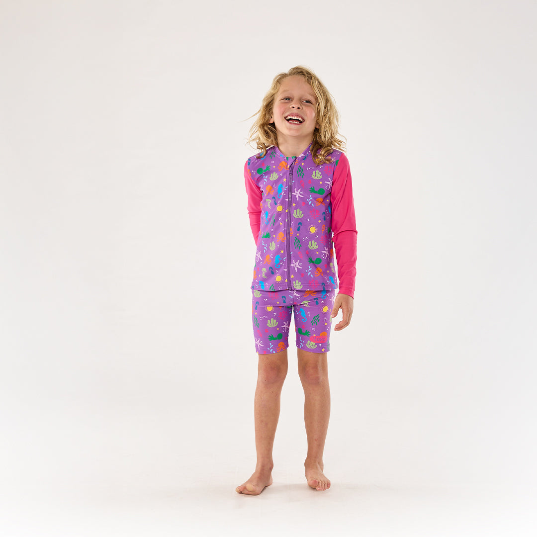 Periwinkle Wave Zip Up Rashie