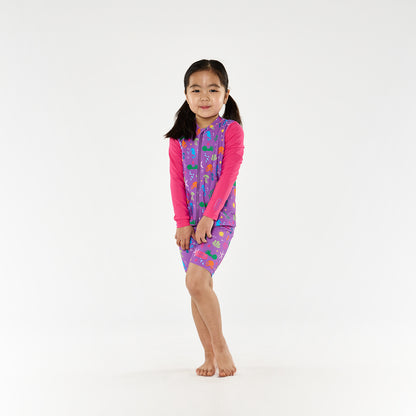 Periwinkle Wave Zip Up Rashie