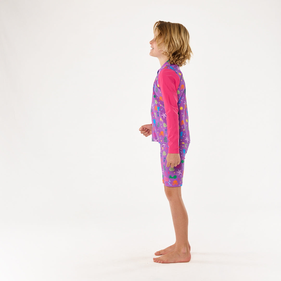 Periwinkle Wave Zip Up Rashie