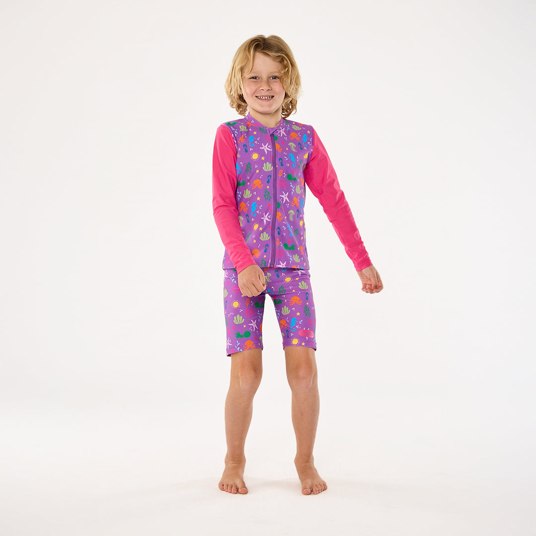 Periwinkle Wave Zip Up Rashie