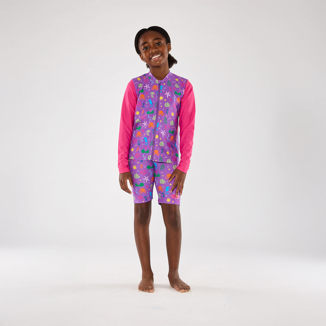 Periwinkle Wave Zip Up Rashie